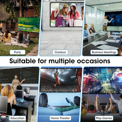100-Inch Portable Projector Screen 4K HD 16:9 – Foldable Wrinkle-Free Outdoor & Indoor Movie Screen, 160° Wide View Dual-Sided Projection for Home Theater, Camping, Party & Presentations