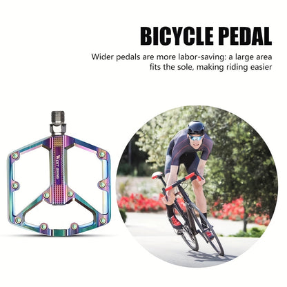 Aluminum Alloy Bike Pedals 3 Bearings Non-Slip Lightweight Bicycle Pedals with Hexagonal Sleeve for Mountain Bikes & Road Bikes – Easy Install, Durable Multi-Color Cycling Accessories, 1 Pair