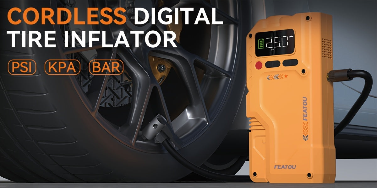 7000A Portable Jump Starter with Air Compressor – 5000A/7000A Peak Battery Pack with 150PSI Digital Tire Inflator, Fits 10L Gas & 2.38gal Diesel, Fast USB Charging & LED Emergency Light