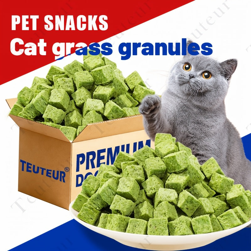 Freeze-Dried Cat Grass Hairball Control Tablets – Natural Mint Molar Sticks & Granules, Chicken Flavor Cat Snacks for Dental Health & Hair Removal