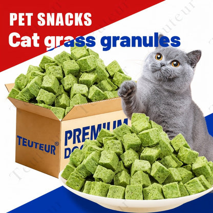 Freeze-Dried Cat Grass Hairball Control Tablets – Natural Mint Molar Sticks & Granules, Chicken Flavor Cat Snacks for Dental Health & Hair Removal