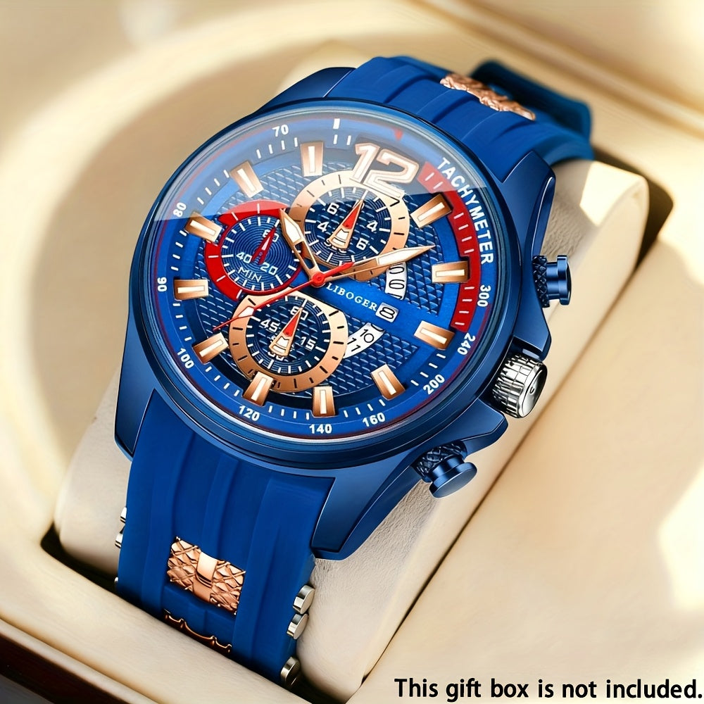 Men's Casual Quartz Watch Silicone Strap Date Display Sporty Analog Wristwatch – 11 Colors, Lightweight Fashion Watch for Men, Perfect Gift for Him Birthday Christmas Thanksgiving