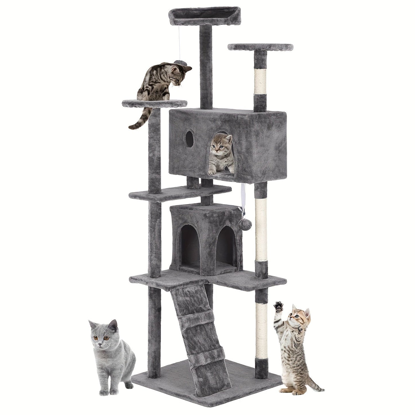 Multi-Level Cat Tree Tower with Scratching Post – Indoor Kitten Activity Center Playhouse, Easy to Assemble, Available in 22"/54"/60"/70" Heights & 7 Colors, Perfect Cat Gift