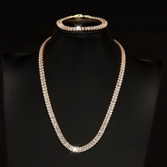 S925 Silver Tennis Bracelet and Necklace Set with Natural Stones - Elegant Stackable Jewelry for Women Daily Wear Vacation Gift Multicolor White Dainty Layering