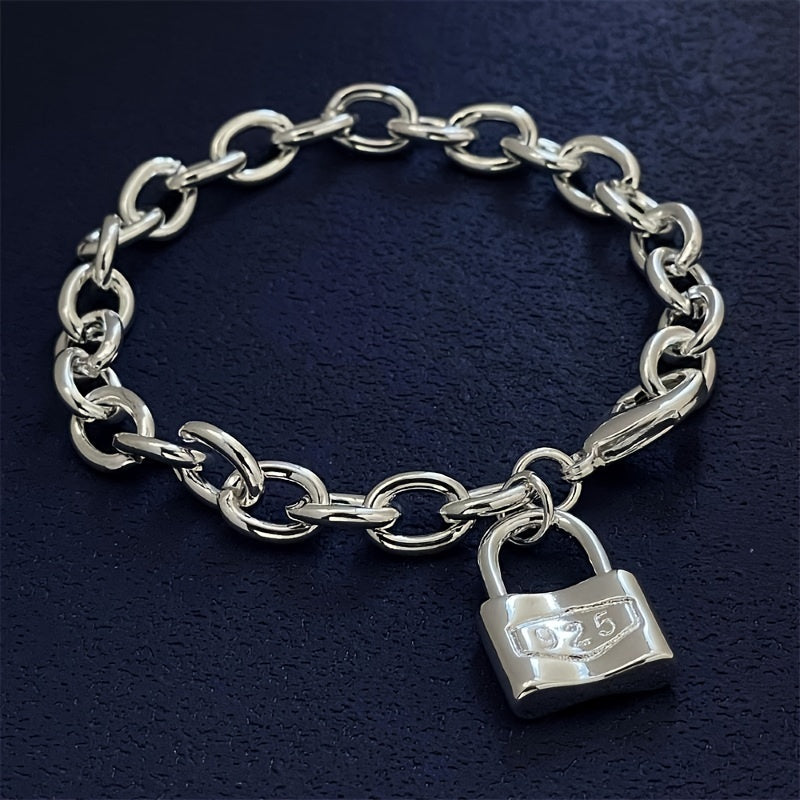 925 Sterling Silver Chain Bracelet for Women – Dainty Korean Boho Lock Clasp Pendant Bracelet, Hypoallergenic, Lightweight 2g, Perfect Gift for Her