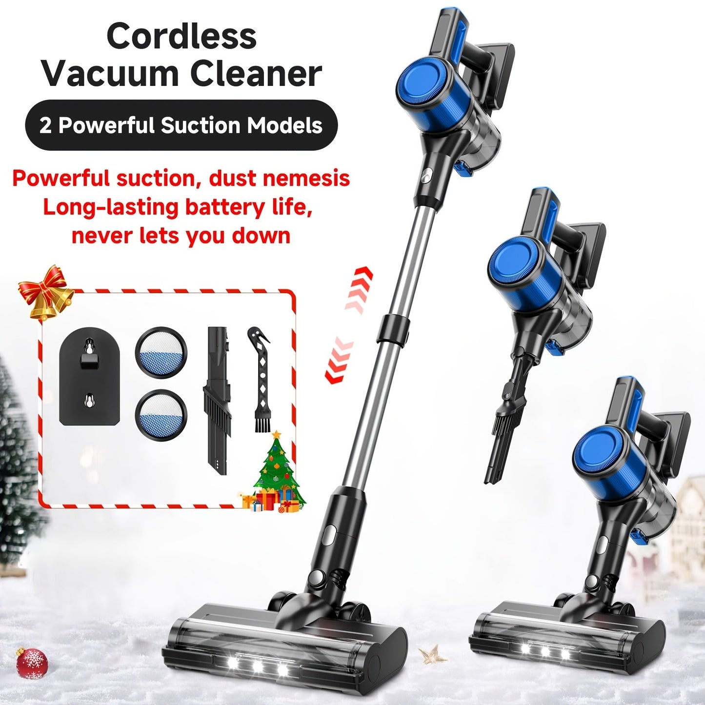 Cordless Stick Vacuum Cleaner 45-70KPA Powerful Suction, Anti-Tangle Brush 45-Min Runtime 50oz Dust Cup, Corded & Cordless Options, Rechargeable Lightweight Vacuum for Hardwood Floor Carpet Pet Hair Home