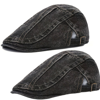 Washed Denim Beret Hat for Men & Women – Adjustable Vintage Newsboy Cap, Unisex Artist Hat for Spring & Summer – Perfect Match for Jeans & Casual Outfits