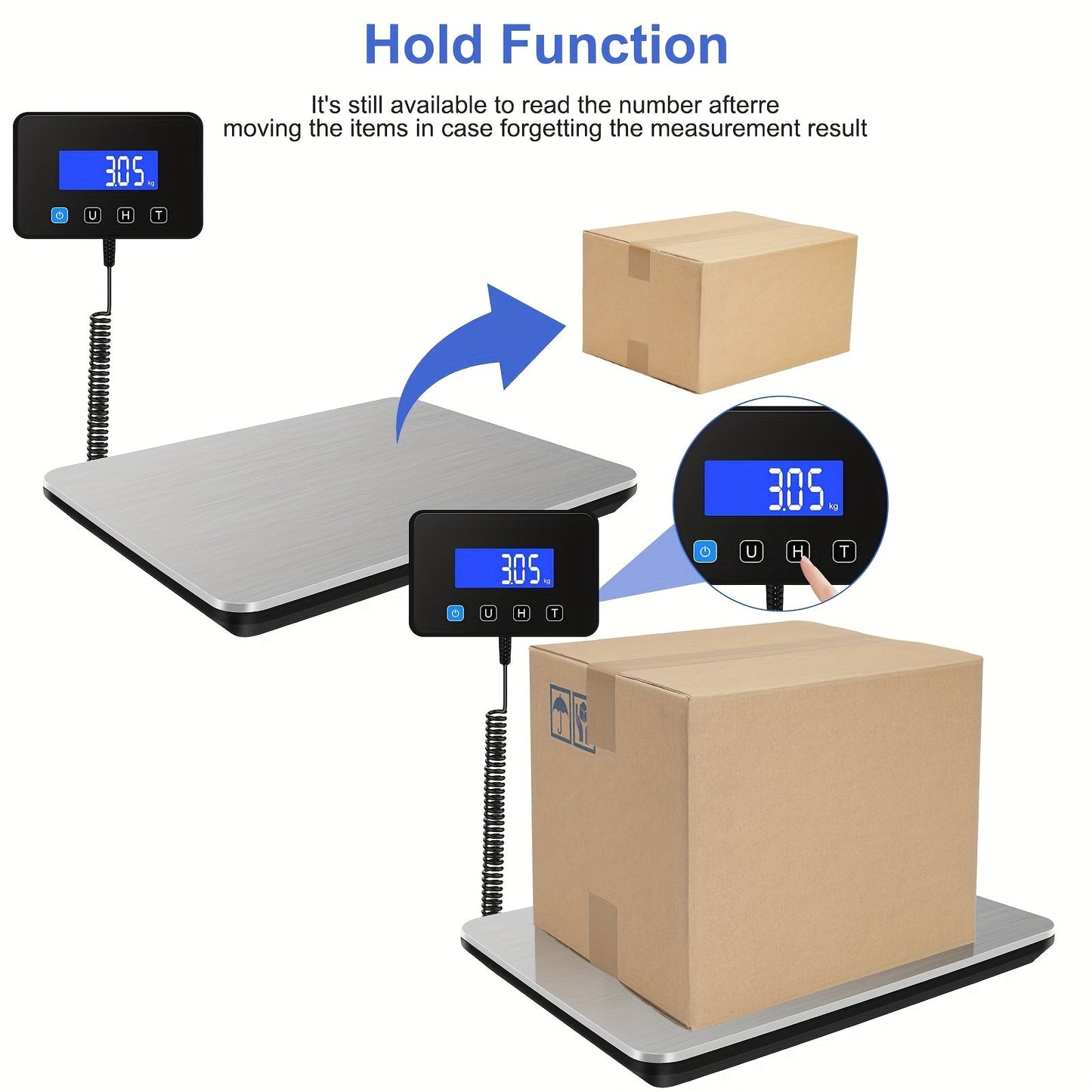 Digital Shipping Scale 440 lbs High Precision 0.5oz Accuracy for Postal Mail Packages, Small Business Warehouse Home Use, Includes Batteries & Charging Cable