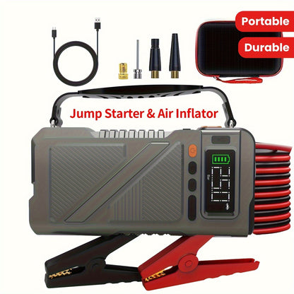 6000A/9000A Portable Jump Starter with 150 PSI Air Compressor – 7-in-1 Jump Box with Digital Tire Inflator & Battery Pack for Gas (10L) & Diesel (9.0L) Engines, Car Jumper Starter with USB Ports