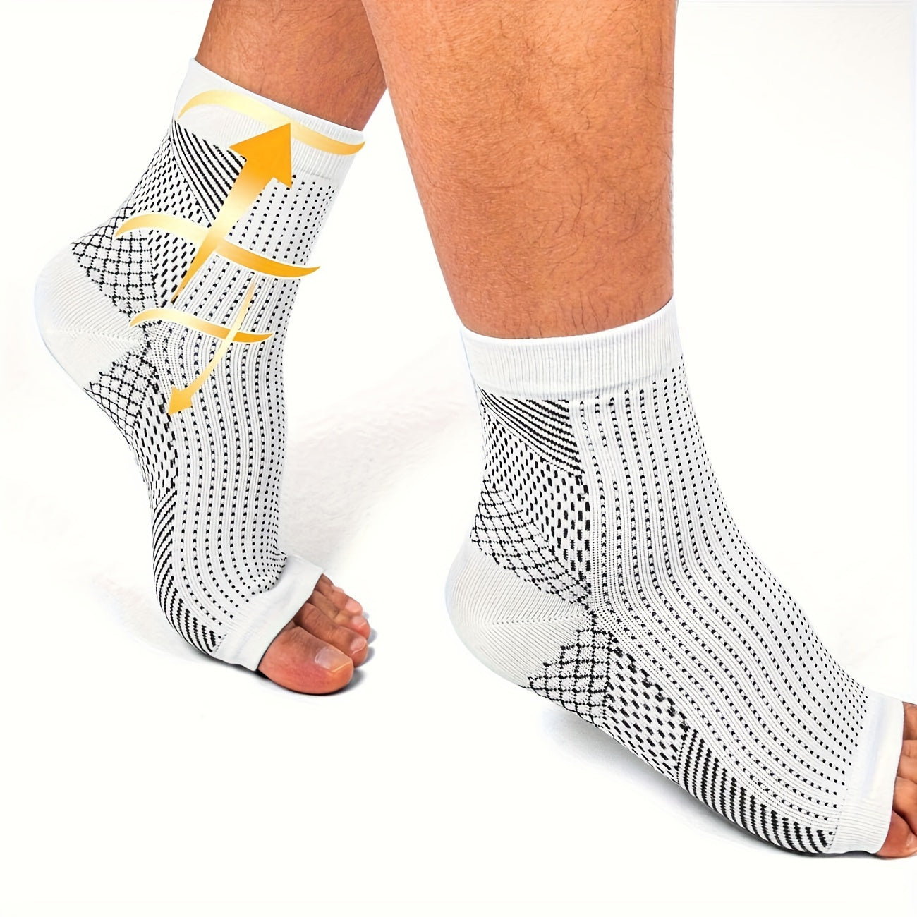 3 Pairs Open Toe Compression Socks for Men & Women Ankle Heel Brace Breathable Athletic Socks for Running Hiking Cycling Everyday Wear S-XL