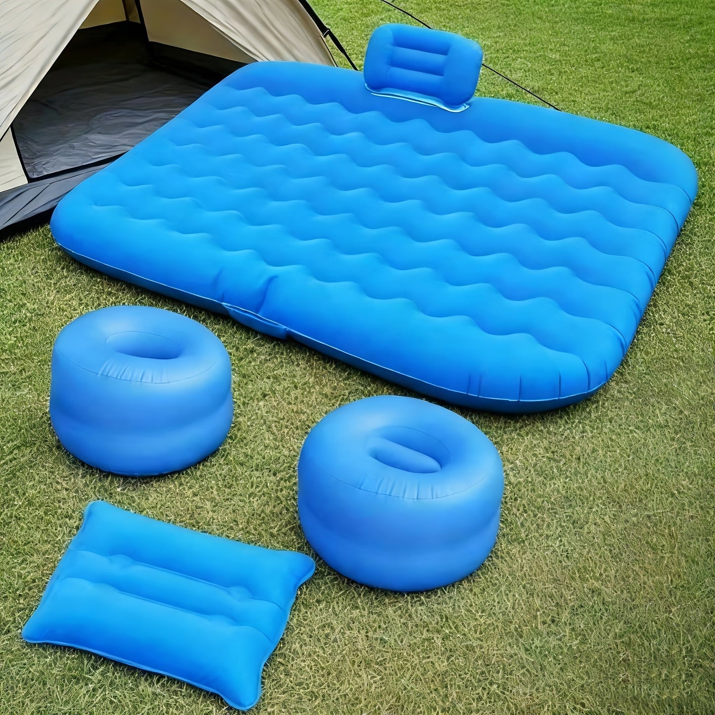 Inflatable Car Mattress for Back Seat SUV Truck MPV – Portable Air Bed with 2 Pillows for Camping Road Trips Outdoor Travel Dark Blue