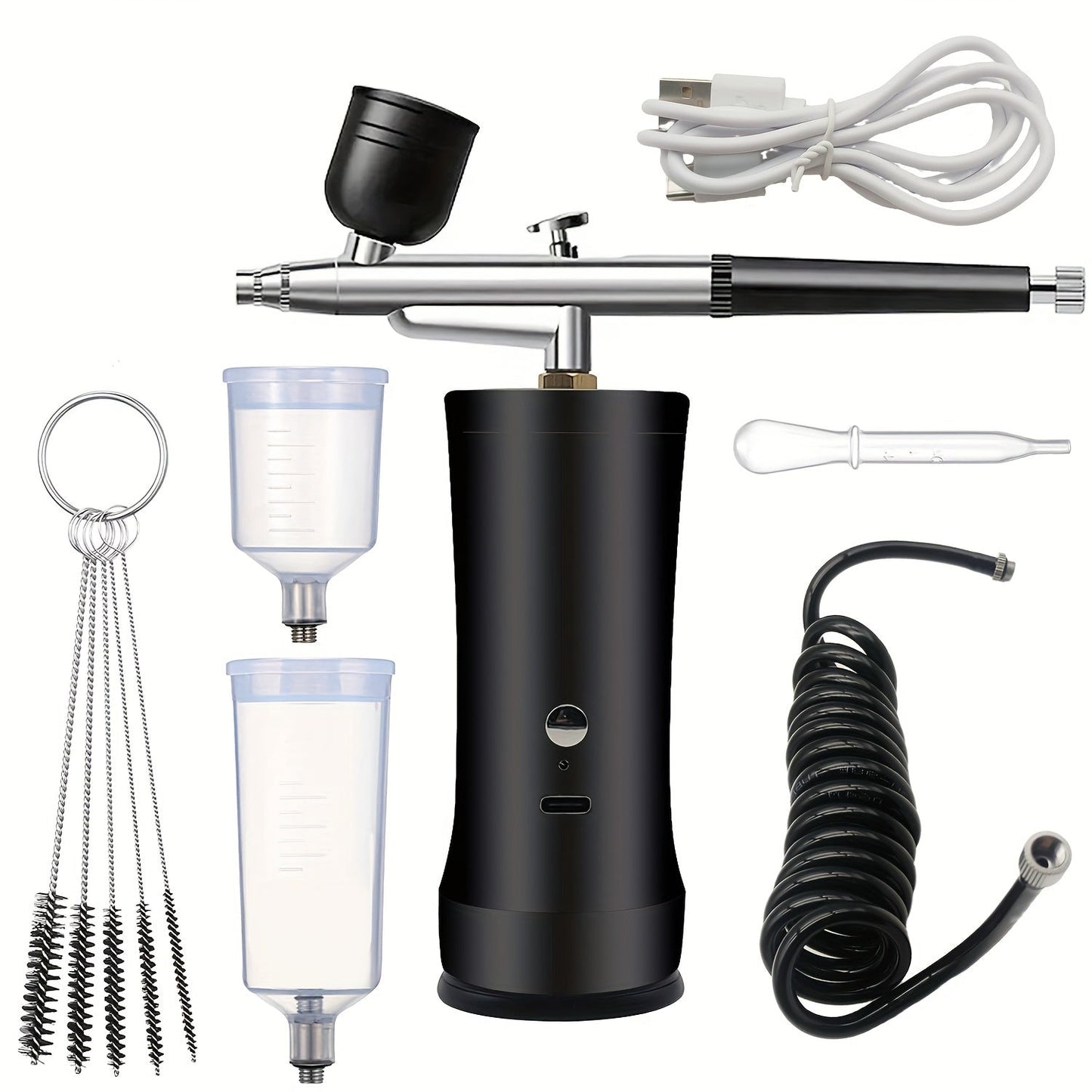 Cordless Airbrush Kit with Compressor Rechargeable 0.3mm Nozzle 3-Speed Pressure – Portable Airbrush Set for Makeup, Nail Art, Cake Decorating, Model Painting & Body Art