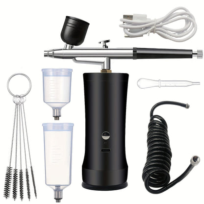 Cordless Airbrush Kit with Compressor Rechargeable 0.3mm Nozzle 3-Speed Pressure – Portable Airbrush Set for Makeup, Nail Art, Cake Decorating, Model Painting & Body Art