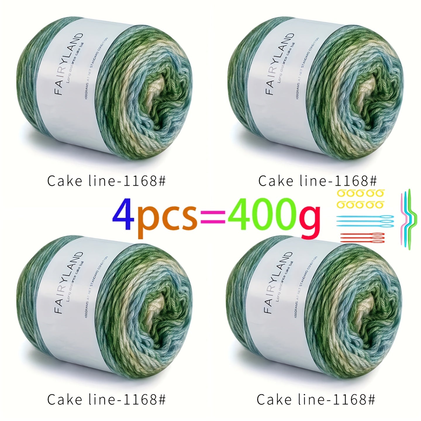 Colorful Yarn Thread & Weaving Accessories Kit 2/4pcs Cotton Acrylic Wool Blend with C-Type Buckle Weaving Needle Bow Twist Needle DIY Knitting Crochet Sweater Scarf Beginner Craft Set