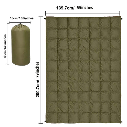 Outdoor Camping Puffy Blanket Foldable Lightweight Warm DWR Water Resistant with 3D Eye Mask 140x200cm for Camping Travel Car Beach Stadium Hammock Sofa Festival