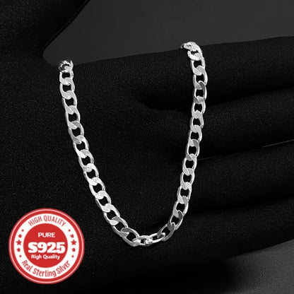 S925 Sterling Silver Cuban Chain Necklace for Men – 6mm & 10mm Wide, 18 to 24 Inch, Handcrafted Heavyweight Bold Link Chain, Durable Everyday & Special Occasion Jewelry