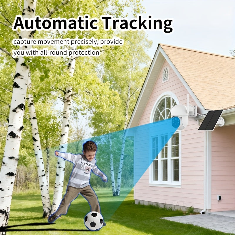 Solar Powered Outdoor Security Camera 2-Pack – IP54 Waterproof Wireless WiFi Cam with AI Human Detection, HD Color Night Vision, Two-Way Audio & Rain-Resistant Design for Home & Yard