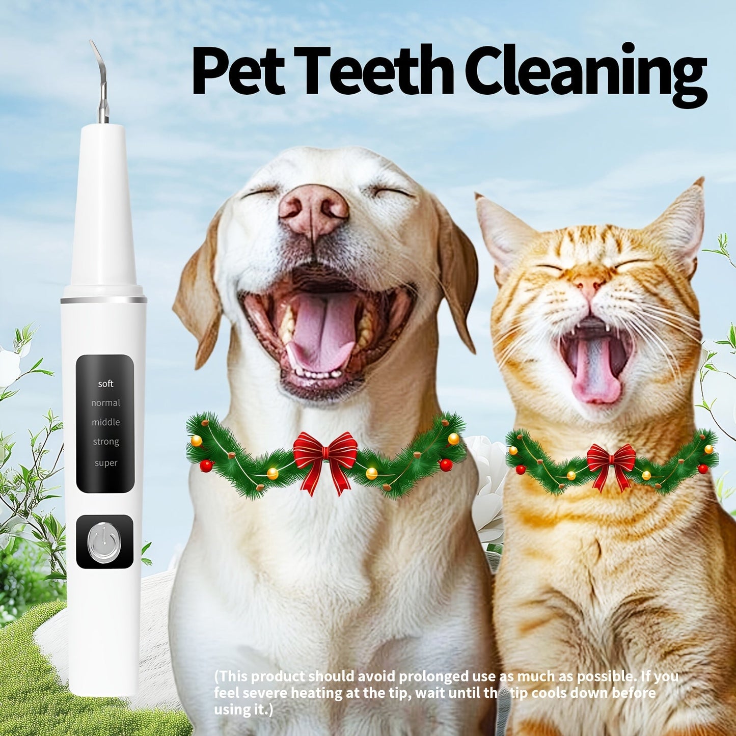 Electric Pet Teeth Cleaning Kit for Cats and Dogs USB Rechargeable Tartar Stain Remover with 4 Cleaning Heads 5 Modes - Dog Cat Dental Care Tool