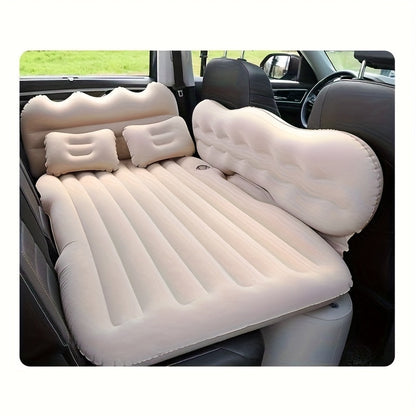 Car Inflatable Bed for SUV Sedan Soft Flocked Rear Seat Air Mattress Foldable Portable Sleeping Mat for Camping Road Trips Picnics – Includes Air Pump & Storage Bag, Black Grey Beige Pink
