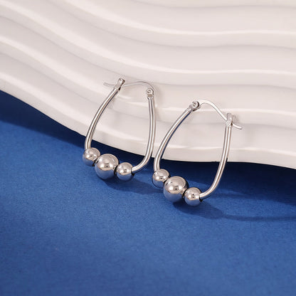 S925 Sterling Silver 3-Bead Hoop Earrings for Women – 18mm Hypoallergenic Pendant Bead Ring Earrings with Gift Box, Perfect Holiday & Birthday Gift