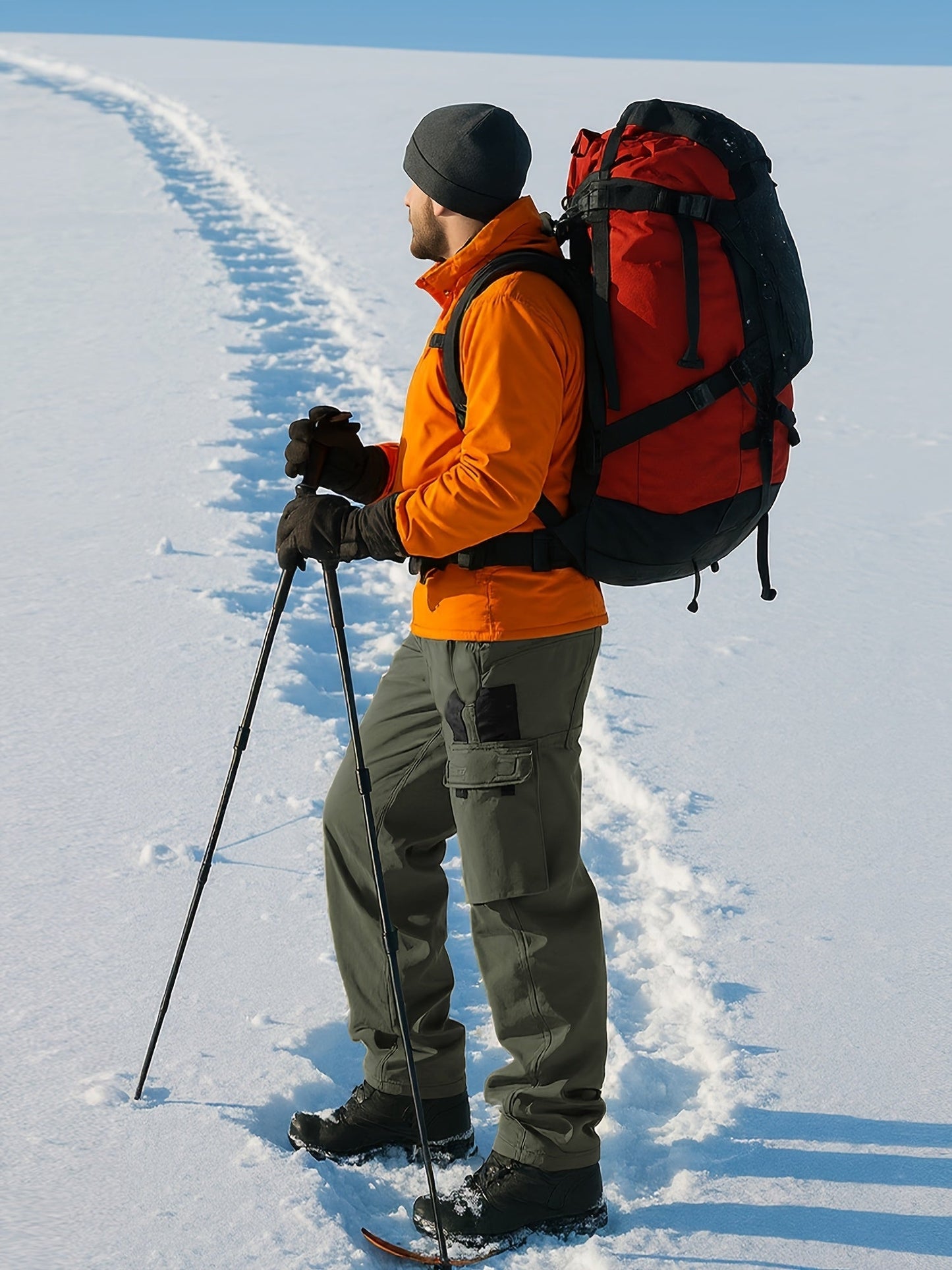 Men's Tactical Winter Pants Heavy-Duty Thickened Insulated Work Pants, 300g/m² 100% Polyester MOLLE System Multi-Pocket Baggy Snow Pants for Hiking Hunting Construction Outdoor