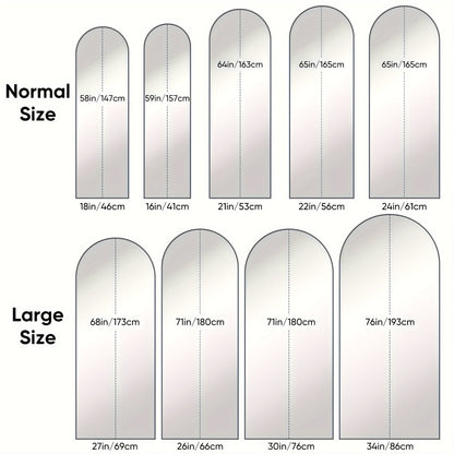 Arched Full Length Floor Mirror Freestanding – Full Body Standing Mirror with Stand for Bedroom, Living Room & Cloakroom, Wall Mountable, Available in 3 Sizes & 2 Colors (Black & Gold)