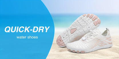 Barefoot Shoes for Women Wide Toe Box Minimalist Athletic Walking Shoes, Non-Slip Breathable Lightweight Water Shoes for Beach, Pool, Swim & Hiking - Unisex Black Pink White US 6-11