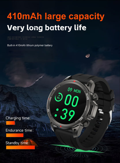 GPS Smartwatch for Men – 360×360 HD Screen, AI Voice, Wireless Calling, NFC, Compass, LED Lighting, Motion Trajectory, Outdoor Sport Fitness Tracker, Father's Day Gift