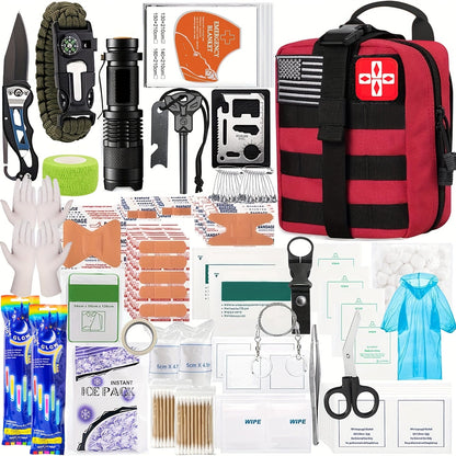 Professional Survival Gear Kit 14, 152 or 258 Piece – Outdoor Emergency Survival Equipment with Fire Starter, Compass & Multitool for Camping, Hiking & Adventure, Best Gift for Men & Women