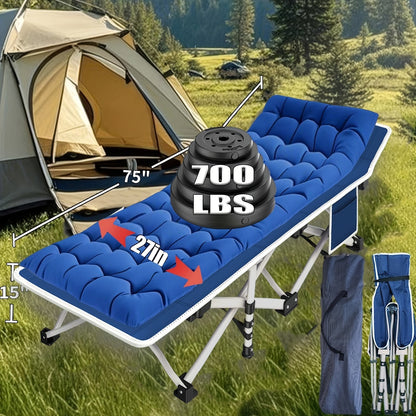 XXL 32-Inch Wide Camping Cot with Mattress – 1200D Oxford Heavy-Duty Folding Sleeping Cot with Carry Bag for Adults, Extra Wide Portable Outdoor Bed for Camping Hiking Travel & Guest Use