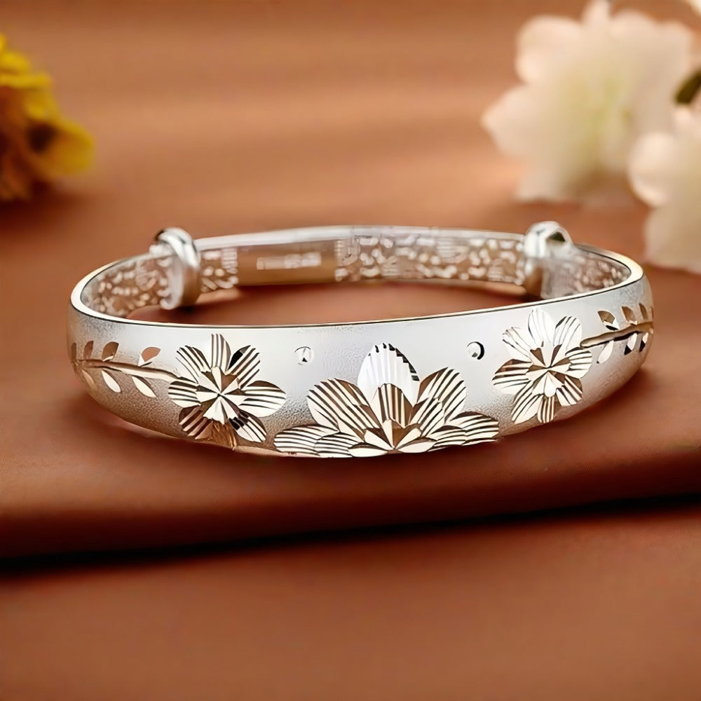 925 Sterling Silver Adjustable Push-Pull Bracelet for Women – Elegant Sliding Clasp Bangle in Silver & Gold, Perfect Gift for Mom, Mother's Day, Birthday & Anniversary
