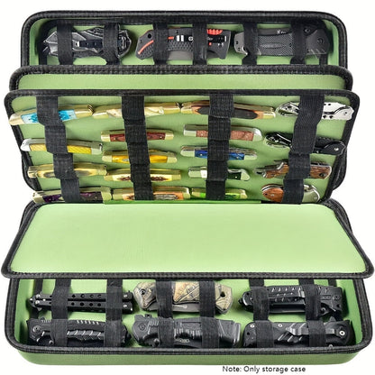 Knife Display Case 88 Slots Large Capacity Pocket Knife Storage Organizer for 66+ Folding Knives, Hard EVA Shell with Elastic Bands, 4 Slot Sizes, Smooth Zipper, Portable Carry Handle – EDC Knife Collector Case