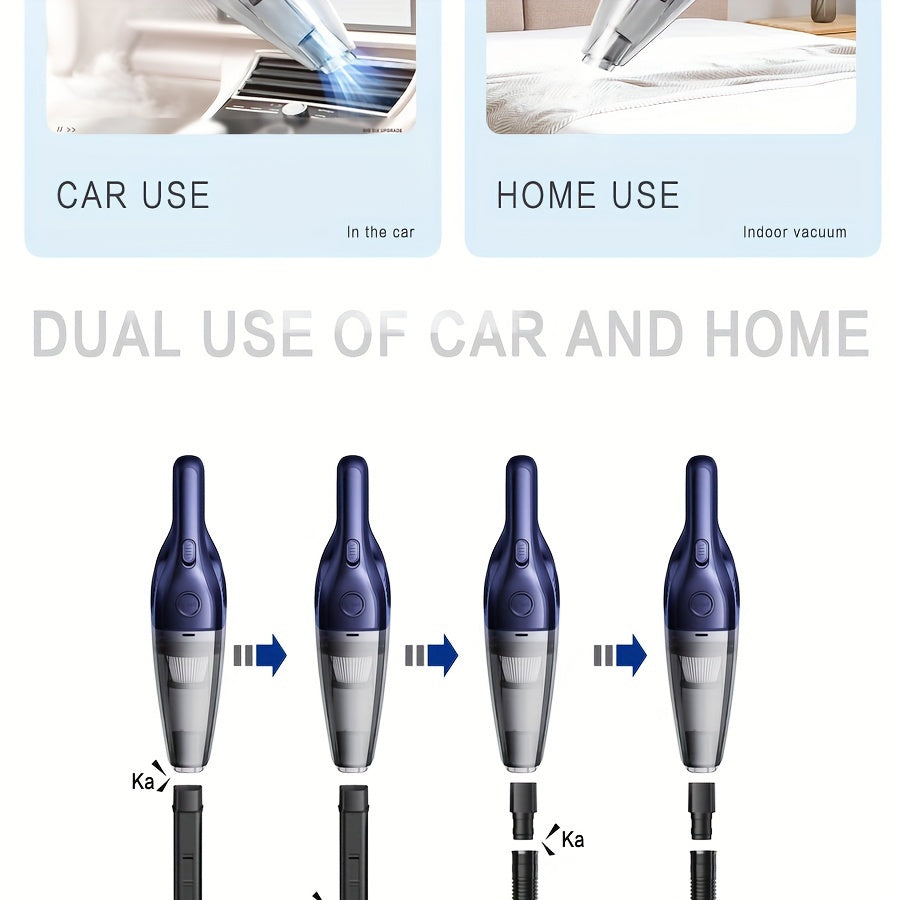 Cordless Handheld Vacuum Cleaner 5000Pa Strong Suction USB Rechargeable Portable Wireless Vacuum for Car Interior, Home, Office & Pet Hair – 40dB Low Noise, 2000mAh Battery, One-Click Dust Empty