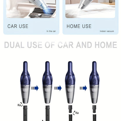 Cordless Handheld Vacuum Cleaner 5000Pa Strong Suction USB Rechargeable Portable Wireless Vacuum for Car Interior, Home, Office & Pet Hair – 40dB Low Noise, 2000mAh Battery, One-Click Dust Empty