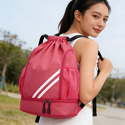 Lightweight Sports Drawstring Backpack for Men & Women | Gym Bag for Basketball Yoga Fitness | Spacious Polyester Shoulder Bag with Drawstring Closure & Inner Pouch | 6 Colors