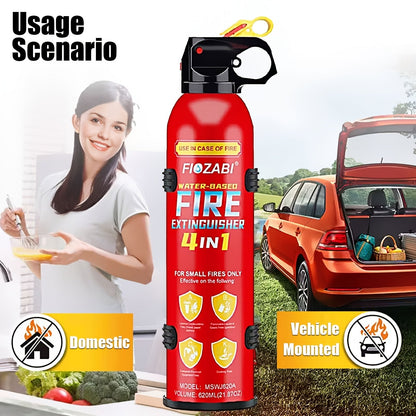 Portable Fire Extinguisher Spray 4-in-1 Water-Based with Bracket for Home Car Kitchen Garage – 0.5-A:21-B:C:5K Rated – 1, 8, or 24 Bottle Pack for Family & Vehicle Safety