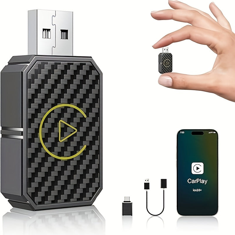 Mini Wireless CarPlay Adapter 2025 Upgraded – Plug & Play Wired to Wireless CarPlay Dongle for Apple iPhone & Android, Low Latency, Fast Stable Connection, No Battery Required, USB Set Included