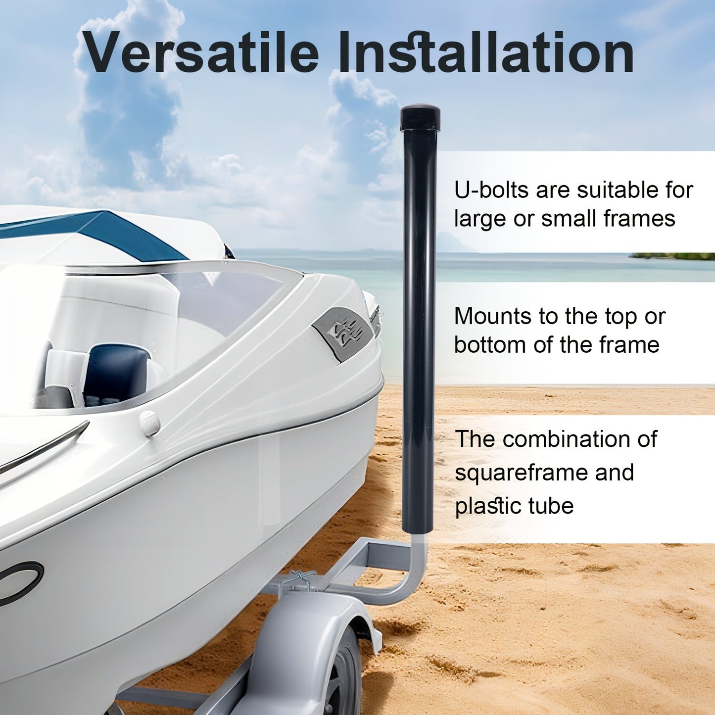 Adjustable Boat Trailer Guide Poles 31"-60" L-Shaped Galvanized Stainless Steel with Black PVC Pipes - Trailer Guide Ons for Ski Boat, Fishing Boat & Sailboat Trailer