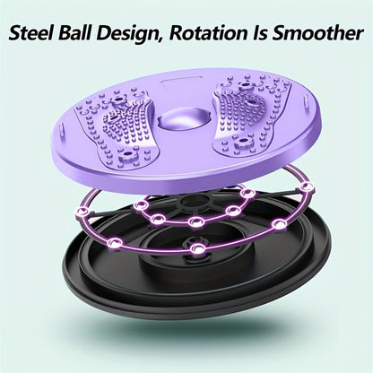 Magnetic Slimming Waist Twisting Disc with Resistance Cord - Home Gym Core Ab Workout Equipment, Non-Electric Balance Board for Office & Home Exercise, Purple Pink Green