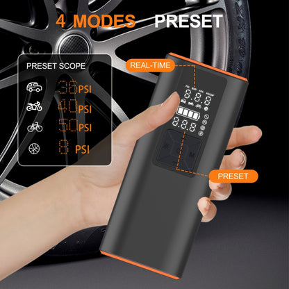 Portable Tire Inflator 150 PSI Wireless Air Compressor – Digital Pressure Gauge, Auto Shut-Off, LED Light, Dual Power 6000mAh Battery + 12V Cord, 4 Preset Modes for Car Motorcycle Bike Ball