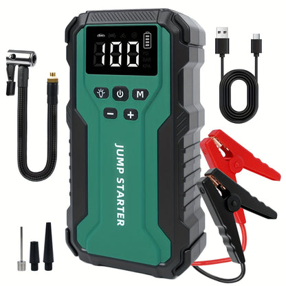 10000A Car Jump Starter 7-in-1 with 150PSI Air Compressor, Digital Tire Inflator, LED Emergency Light & USB Power Bank – Portable Battery Booster for Gas & Diesel Vehicles – Velora