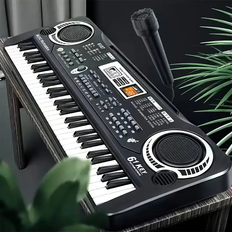 61-Key Electronic Piano Keyboard for Beginners - Built-In Microphone, Printed Music Sheets & USB Power, Complete Starter Kit for Kids & Adults, Perfect Birthday Gift for Music Lovers