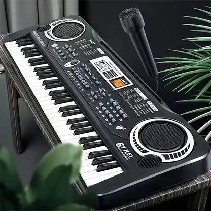 61-Key Electronic Piano Keyboard for Beginners - Built-In Microphone, Printed Music Sheets & USB Power, Complete Starter Kit for Kids & Adults, Perfect Birthday Gift for Music Lovers