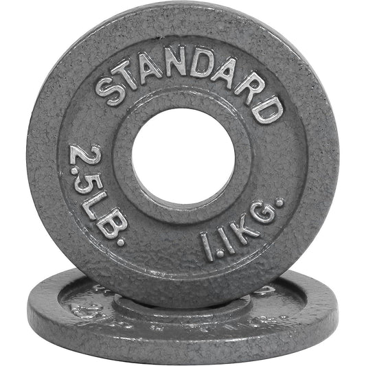 Cast Iron Weight Plates 2-Inch Olympic Solid Baked Enamel for Strength Training Powerlifting Bodybuilding Home Gym Barbell – 2.5 5 10 25 45 100LB CAPHAUS