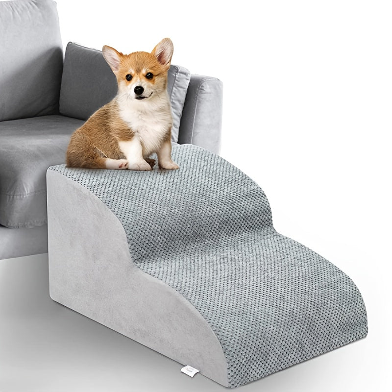 Memory Foam Dog Steps Pet Stairs 2 3 4 Step with Non-Slip Bottom & Washable Cover – Supportive Pet Steps for Sofa Bed, Great for Senior Dogs & Puppies, Multiple Colors