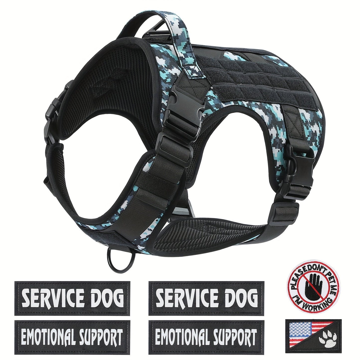 Tactical Dog Chest Harness – Military-Style No-Pull Pet Vest with Control Handle, Adjustable Secure Fit for Active Dogs, Solid Pattern, Sizes S to XL, Ideal for Training Hiking Walking
