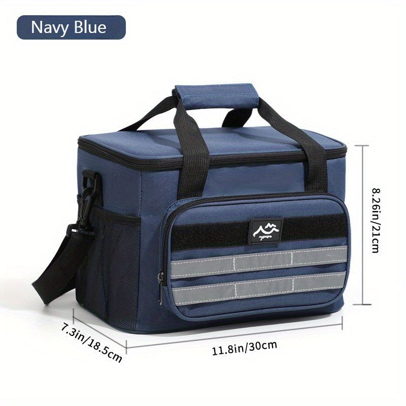 Large Capacity Insulated Cooler Bag Leakproof Portable Food Storage for Picnic Camping Beach Lunch, Durable Handle Soft Sided Cooler Tote with Thick Insulation - Black Navy Grey Khaki
