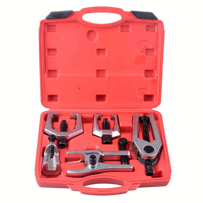 5-Piece Front End Service Kit - Pitman Arm Puller, Ball Joint Separator & Tie Rod Removal Tool Set, Heavy Duty Forged Steel, Universal Fit for Most Vehicles, Includes Carrying Case