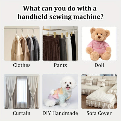 Handheld Mini Sewing Machine 36-Piece Set Cordless Portable Electric Sewing Kit for Beginners Adults Home Travel Clothes Repair Purple Black White Pink