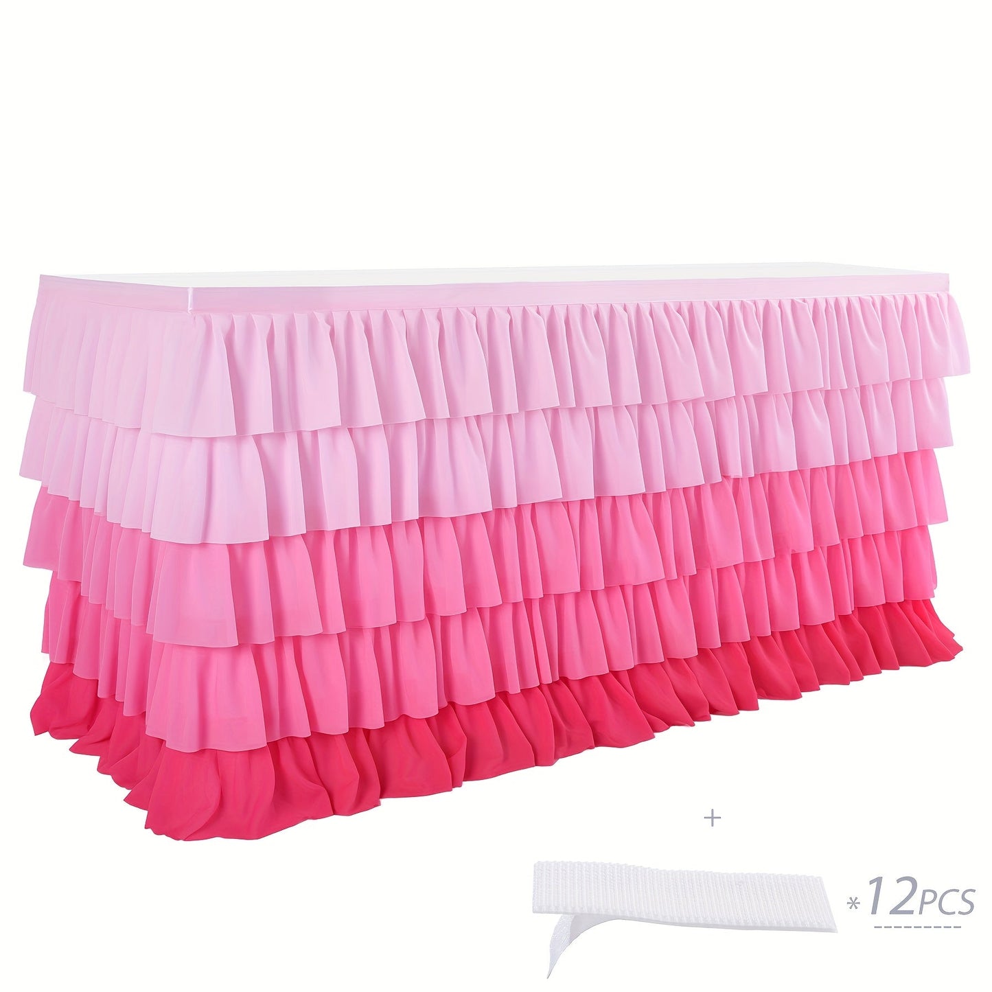 6ft Tulle Tutu Table Skirt – Chiffon Ruffle Table Skirting for Birthday Party, Wedding, Bridal Shower, Girls Party & Holiday Decor – Easy Hook & Loop Install, 12 Colors (72"L x 30"H)
